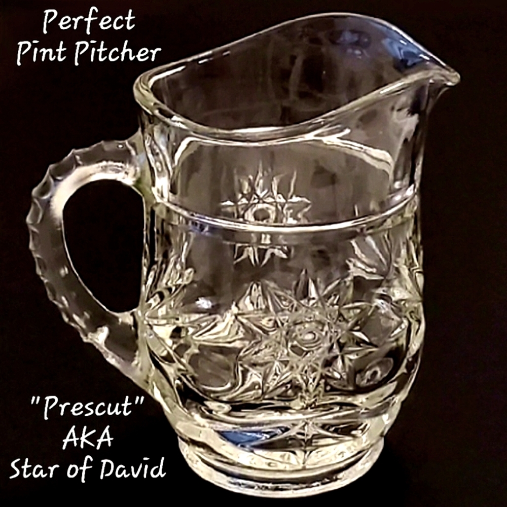 Perfect Pint Pitcher Prescut AKA Star of David Pattern by Anchor Hocking